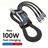 Vente chaude 3 en 1 100W Câble USB universel lumineux nocturne Câble USB Type-C universel pour téléphone portable/Câble de charge Android