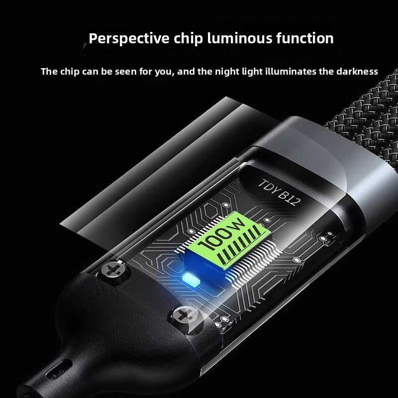 Vente chaude 3 en 1 100W Câble USB universel lumineux nocturne Câble USB Type-C universel pour téléphone portable/Câble de charge Android