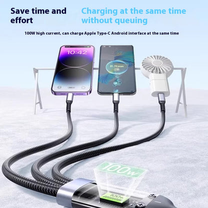 Vente chaude 3 en 1 100W Câble USB universel lumineux nocturne Câble USB Type-C universel pour téléphone portable/Câble de charge Android
