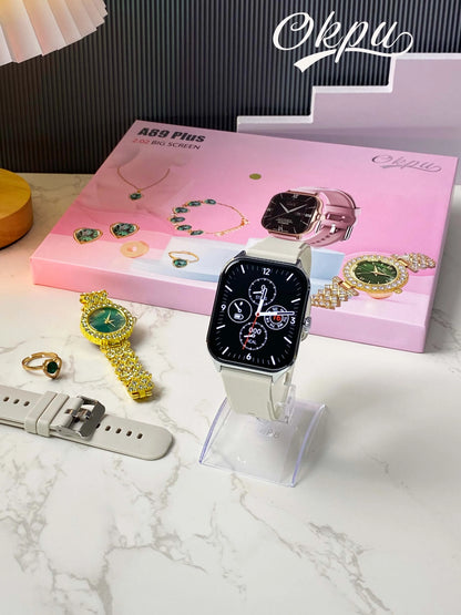 ✨ Pack Élégance Femme – Montre Smart + Bijoux Dorés ✨